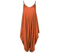 GirlzWalk® Women's Harem Jumpsuit Lagenlook Strappy Long Baggy - Ladies Plain Romper V-Neck Cami Playsuit (Rust, 20-22)