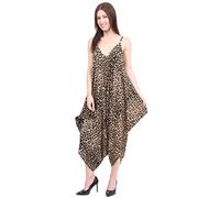 GirlzWalk® Women's Harem Jumpsuit Lagenlook Strappy Long Baggy - Ladies Printed Romper V-Neck Cami Playsuit (Leopard Print, 20-22)
