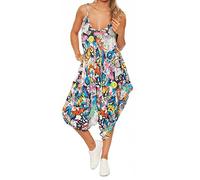 GirlzWalk® Women's Harem Jumpsuit Lagenlook Strappy Long Baggy - Ladies Printed Romper V-Neck Cami Playsuit (Bang Print, 16-18)