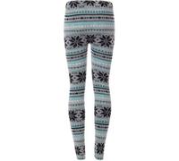 GirlzWalk® Womens Knitted Tartan Winter Leggings - Ladies Xmas Soft Warm Wool Christmas Retro Trousers Pants (Grey Turquoise Snowflake, 12-14)