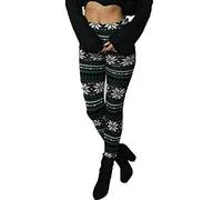 GirlzWalk® Womens Knitted Tartan Winter Leggings - Ladies Xmas Soft Warm Wool Christmas Retro Trousers Pants (Black Snowflake, 8-10)