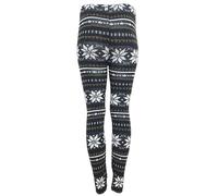 GirlzWalk® Womens Knitted Tartan Winter Leggings - Ladies Xmas Soft Warm Wool Christmas Retro Trousers Pants (Charcoal Snowflake, 12-14)