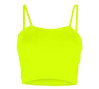 GirlzWalk Women's Ladies Crop Top Ladies Strappy Sleeveless Camisole Bralet Stretchy Vest (Neon Yellow, ML 12-14)