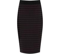 GirlzWalk® Women's Ladies Plus Size Printed High Waist Bodycon Midi Dogtooth Check Back Slit Stretch Pencil Skirt (Purple Dogtooth, 16-18)