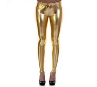 GirlzWalk Women's Ladies Punk Metallic Shiny Wet Look Pants Party Leggings (Gold, XXL 20-22)