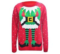 GirlzWalk Womens Ladies Santa Novelty Christmas Xmas Elf Knitted Long Sweater Jumper (Red, XXXL/UK 24-26)