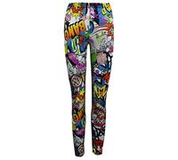 GirlzWalk® Women's Ladies Sexy Plus Size Printed Side Panel Stretchy Tights Leggings (Bang Print, 16-18)