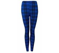 GirlzWalk® Women's Ladies Sexy Plus Size Printed Side Panel Stretchy Tights Leggings (Blue Tartan, 16-18)