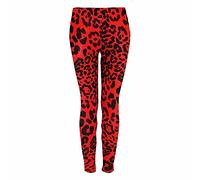 GirlzWalk® Women's Ladies Sexy Plus Size Printed Side Panel Stretchy Tights Leggings (Red Leopard, 8-10)