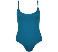 GirlzWalk Women's Ladies Strappy Sleeveless Camisole Cami Vest Leotard Top Bodysuit (Teal, SM 8-10)