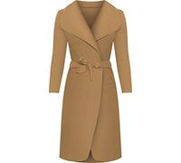 GirlzWalk@ Womens Long Belt Pocket Open Coat Celebrity Waterfall Jacket Cape (Camel, One Size)