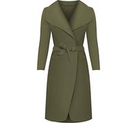 GirlzWalk@ Womens Long Belt Pocket Open Coat Celebrity Waterfall Jacket Cape (Green, One Size)