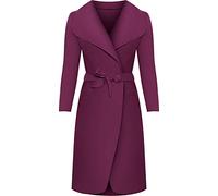 GirlzWalk@ Womens Long Belt Pocket Open Coat Celebrity Waterfall Jacket Cape (Magenta, One Size)