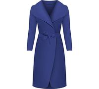 GirlzWalk@ Womens Long Belt Pocket Open Coat Celebrity Waterfall Jacket Cape (Royal Blue, One Size)