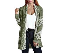 GirlzWalk@ Womens Long Sleeve Front Open Aztec Winter Jumper Top Ladies Knitted Cardigan (Khaki/Stone, XL)