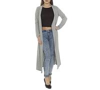 GirlzWalk Women's Long Sleeve Open Front Long Maxi Cardigan Ladies Longline Duster Coat (Light Grey, UK/Medium)