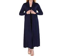 GirlzWalk Women's Long Sleeve Open Front Long Maxi Cardigan Ladies Longline Duster Coat (Navy, UK/Medium)
