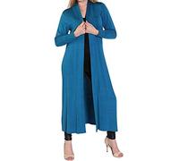 GirlzWalk Women's Long Sleeve Open Front Long Maxi Cardigan Ladies Longline Duster Coat (Teal, UK/X-Large)