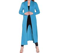 GirlzWalk Women's Long Sleeve Open Front Long Maxi Cardigan Ladies Longline Duster Coat (Turquoise, UK/Large)