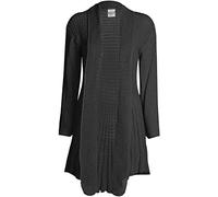 GirlzWalk@Womens Long Sleeves Plain Crochet Knitted Waterfall Cardigan Sweater (Charcoal, XL/UK 16-18)