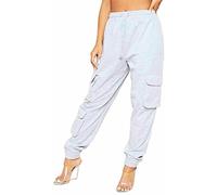 GirlzWalk Womens Oversized Fleece Cargo Three Pocket Joggers Cuffed Jogging Bottom Sweatpants | Ladies Casual Workout Lounge Wear Gym Yoga Pants Trouser (6, Silver Grey)