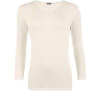 GirlzWalk Women's Plain Long Sleeve T-Shirt Basic Casual Plain Stretch Top Plus Size (Cream, SM = UK 8-10)