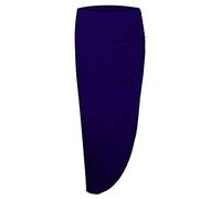 GirlzWalk® Womens Plain Ruched Side Split Skirt - Ladies Celebrity Assymetric Long Maxi Gypsy Boho Pencil Skirts (Navy, Medium)