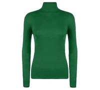 GirlzWalk® Women's Polo Roll Neck Ribbed Long Sleeve Turtle Neck Jumper - Ladies Plain Mockneck Casual Top (Bottle Green, 16-18)