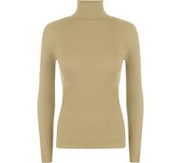 GirlzWalk® Women's Polo Roll Neck Ribbed Long Sleeve Turtle Neck Jumper - Ladies Plain Mockneck Casual Top (Stone, 16-18)