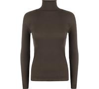 GirlzWalk® Women's Polo Roll Neck Ribbed Long Sleeve Turtle Neck Jumper - Ladies Plain Mockneck Casual Top (Brown, 16-18)