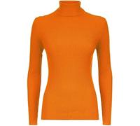 GirlzWalk® Women's Polo Roll Neck Ribbed Long Sleeve Turtle Neck Jumper - Ladies Plain Mockneck Casual Top (Orange, 16-18)