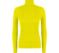 GirlzWalk® Women's Polo Roll Neck Ribbed Long Sleeve Turtle Neck Jumper - Ladies Plain Mockneck Casual Top (Yellow, 12-14)