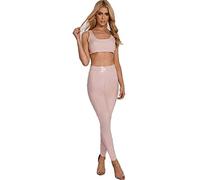 GirlzWalk Womens Vinyl Leggings Ladies PVC Wet Look Shiny Disco High Waist Skinny Trouser Pants (Baby Pink, ML/UK 12-14)