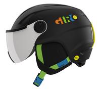 Giro Buzz MIPS Toddler Ski Helmet - Snowboard Helmet with Integrated Goggle Shield/Visor - Matte Black/Party Blocks - Size XS (48.5-52cm)