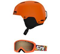 Giro Crue Combo Pack Ski Helmet - Snowboarding Helmet with Matching Goggles Matte Bright Orange/Chico Jelly XS (48.5-52cm)