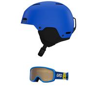Giro Crue Combo Pack Ski Helmet - Snowboarding Helmet with Matching Goggles Matte Trim Blue/Buster Blue Faces S (52-55.5cm)