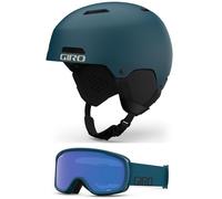 Giro Ledge Combo Pack Ski Helmet - Snowboarding Helmet with Matching Goggles Matte Harbor Blue/Harbor Blue Wordmark L (59-62.5cm)
