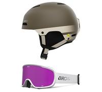 Giro Ledge MIPS AF Snow Helmet/Goggle Combo - (Combo) Matte Black - White Stacked - Size Small