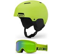 Giro Ledge MIPS Combo Pack Ski Helmet - Snowboarding Helmet with Matching Goggles Ano Lime/Ano Lime Flow M (55.5-59cm)