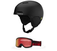 Giro Ledge MIPS Combo Pack Ski Helmet - Snowboarding Helmet with Matching Goggles Matte Black/Red Flow M (55.5-59cm)