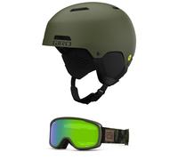Giro Ledge MIPS Combo Pack Ski Helmet - Snowboarding Helmet with Matching Goggles Matte Trail Green/Trail Green Cloud Dust L (59-62.5cm)