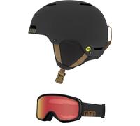 Giro Ledge MIPS Combo Pack Ski Helmet, Snowboard Helmet with Matching Goggles, Matte Black Bronze/Cruz Camp Tan, L (59-62.5cm)