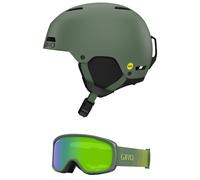 Giro Ledge MIPS Combo PackSki Helmet - Snowboarding Helmet with Matching Goggles Matte Green/Green Streaker L (59-62.5cm)