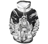 Girren Astronaut Space Suit Pattern Hoodies For Men Planet Hooded Pullover With Pockets, White1, S