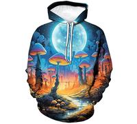 Girren Men's Coloful Hoodies 3D Printed Psychedelic Graphic Hoodie Novelty Long Sleeve Top, Black1, S