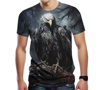 Girren Men's Eagle Graphic T-Shirts Casual Short Sleeve Fashion 3D Printed Tees, Black1, XL