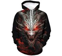 Girren Men's Novel Dragon Hoodie 3D Print Graphic Hoodies Casual Cool Sweatshirt Pullover, Black2, Small