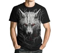 Girren Men's Novelty Wolf Graphic T-Shirts 3D Animal Printed Shirts Summer Top, Black1, 3XL