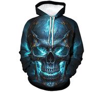 Girren Skull Hoodie For Men 3D Print Novelty Graphic Hoodies Fashion Sweatshirts, Black2, XL