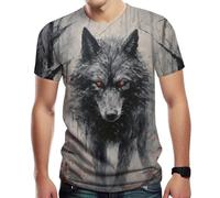 Girren Wolf Graphic T-Shirts for Men 3D Animal Print Shirts Casual Summer Tee, Multicoloured2, Medium